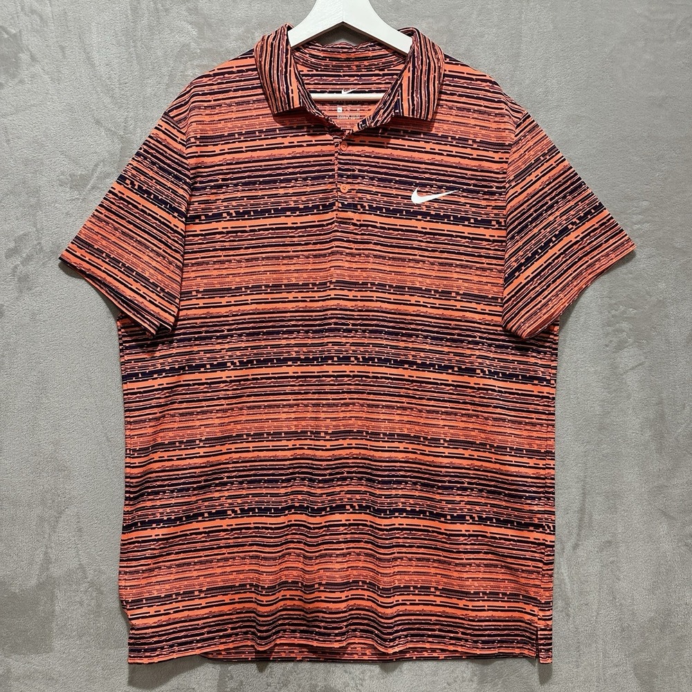 Nike Dri-Fit Court Sphere XL Striped Tennis Polo Short Sleeve Collared